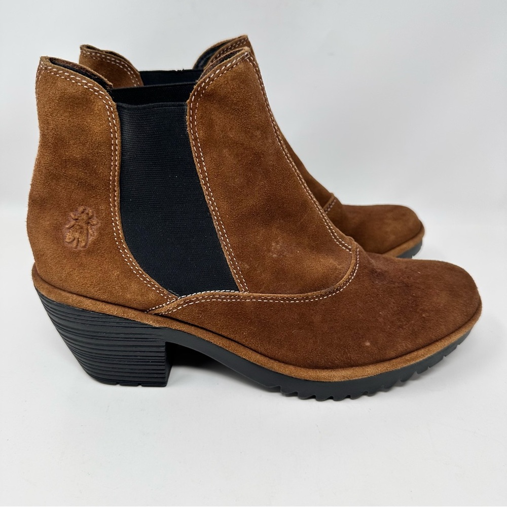 Fly London Wote Suede Ankle Boot Cognac Brown Size 41 US 10-10.5